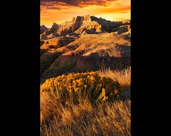 The Badlands, Photography Prints, Metal Prints, Grasslands, Southwest National Park Decor