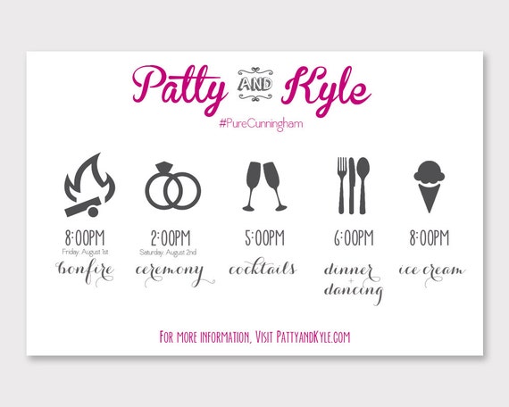 custom wedding schedule guest itinerary card perfect for etsy wedding schedule