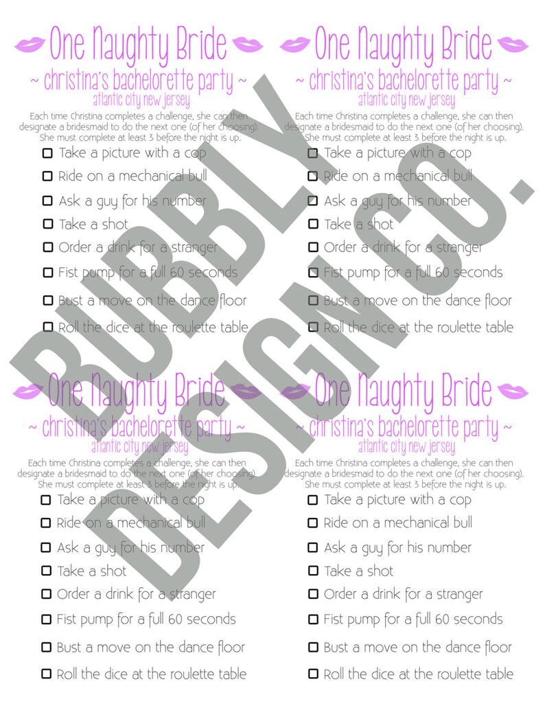 Bachelorette Party Game // Naughty Bride Game // Girls Night Etsy