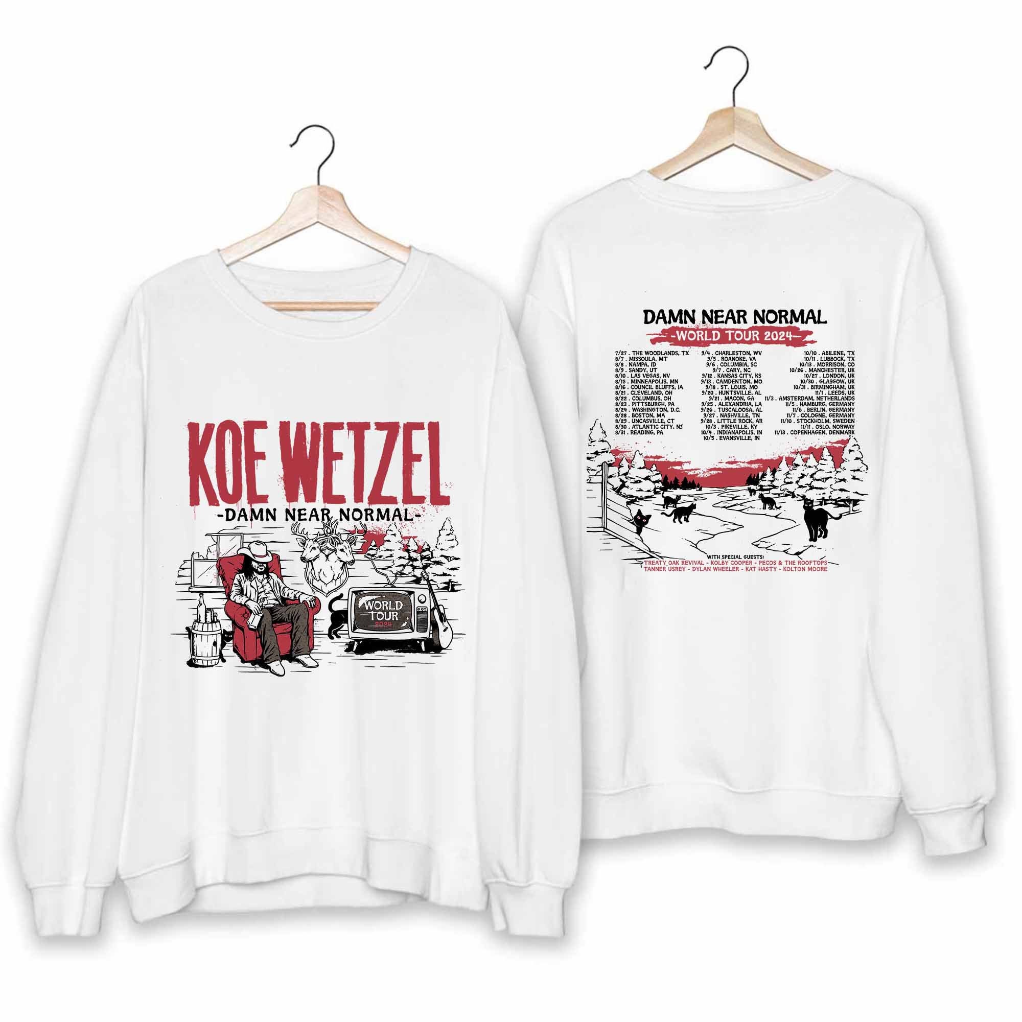 Discover Koe Wetzel - Damn Near Normal World Tour 2024 Shirt, Koe Wetzel Fan Shirt