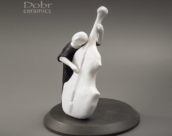 Statuette, Sculpture. Figure, Ceramic statuette, Music, Musician, Black and White, Made to order