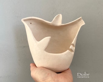 Ceramics, Pottery, Bird, Candleholder, Candlestick , White, Made to order