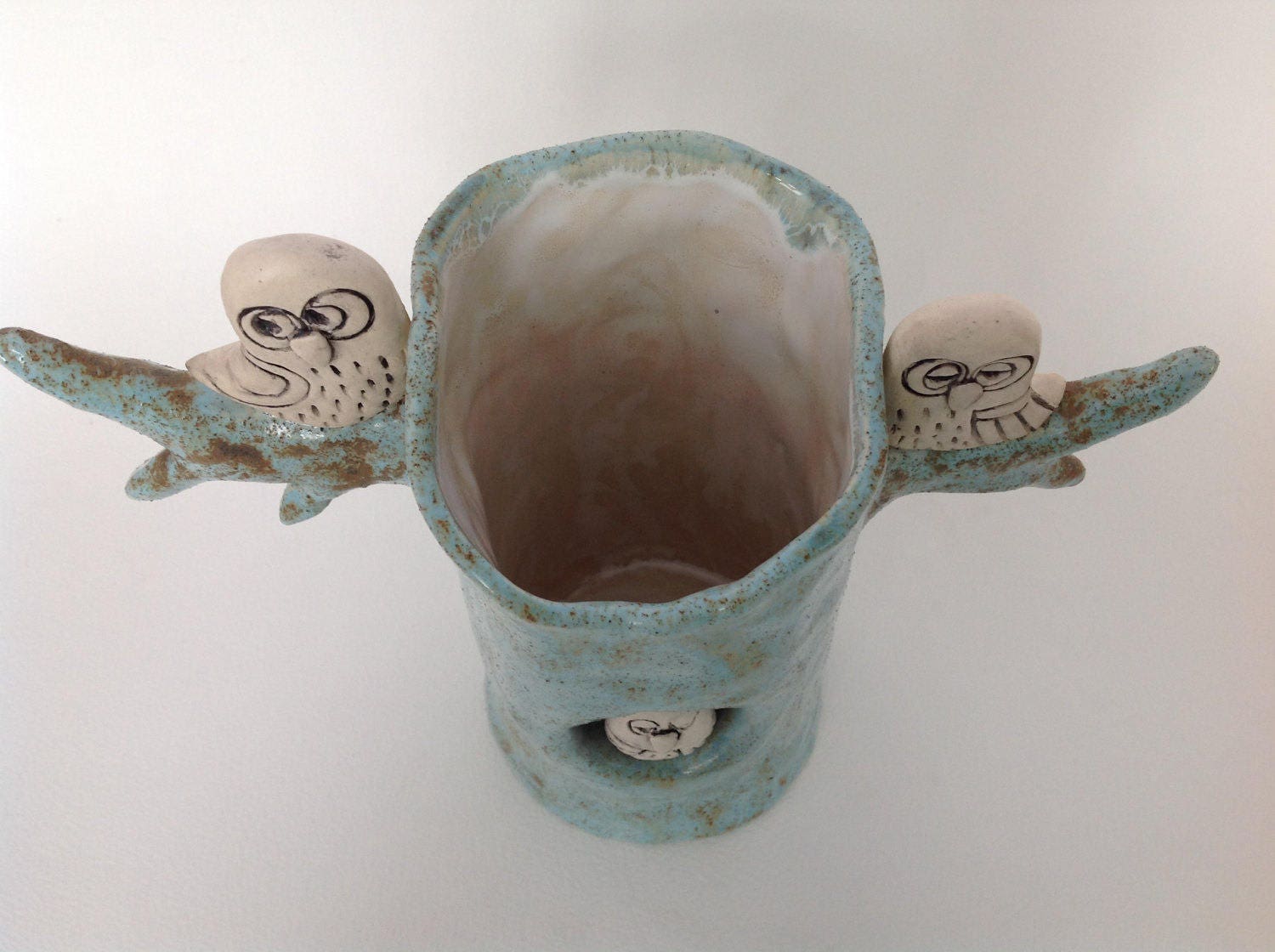 Ceramic vase / Owl/ Owl ceramic vase/Blue/Made to order Etsy