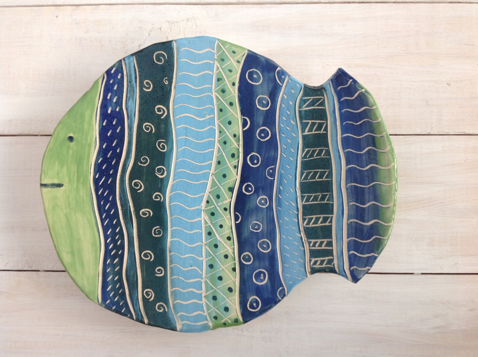 Ceramic Plate Decorative Plate Fish Wall Decor Blue - Etsy