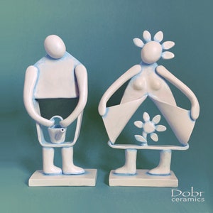 Ceramics, Ceramic sculpture,Figurines, Sculpture,  Statuette,Man and Woman, Couple,Flower