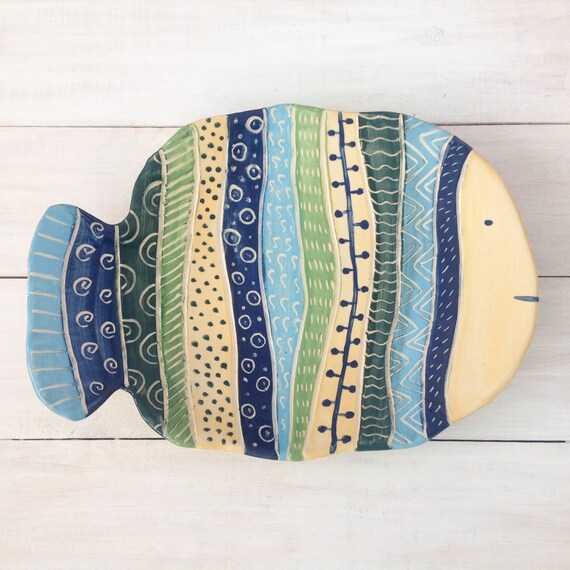 Ceramic dish, ceramic plate, decorative plate, Wall decor, fish, Made to order