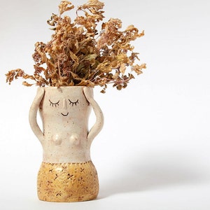 Ceramic vase, White, Beige, Made to order