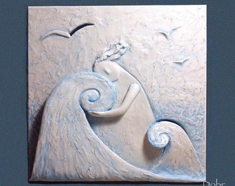Wall decor, Ceramics, Ceramic panel, Sea, Blue, Made to order