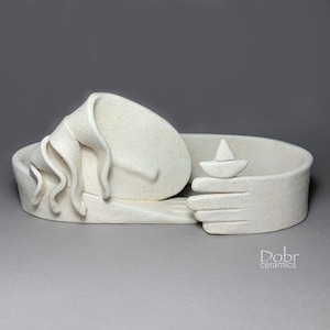 Ceramic figurine, Ceramics, Sculpture, Memory, Man, Sea, Sailboat, Made to order