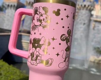 Vaso de 40 oz de Minnie y Mickey Mouse // Stanley grabado // Disney //