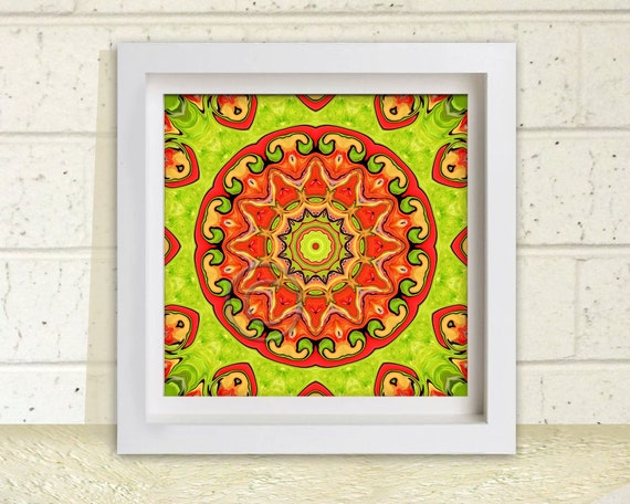 Orange Mandala Art Printable Wall Art Wall Decor 7 5 Inch Etsy