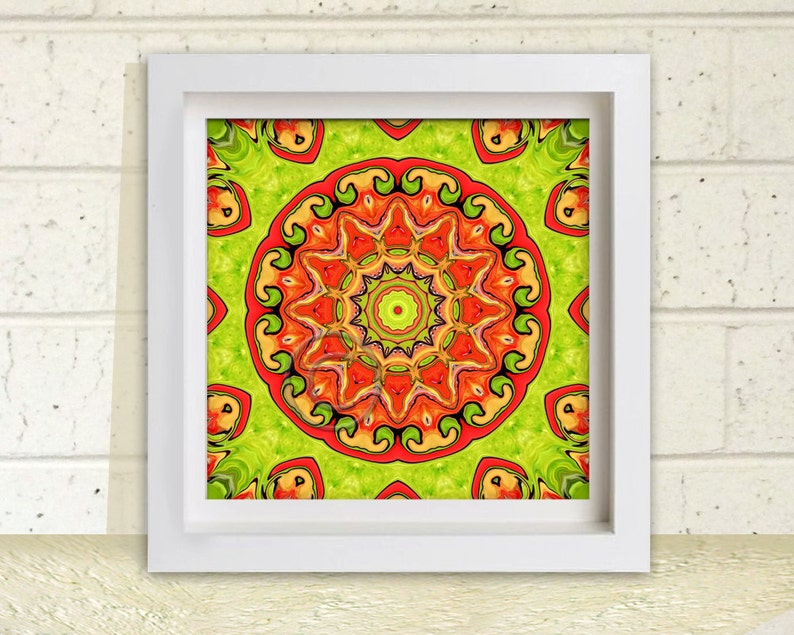 Orange Mandala Art Printable Wall Decor 7 5 Inch Square Instant And Lime Circle Australia