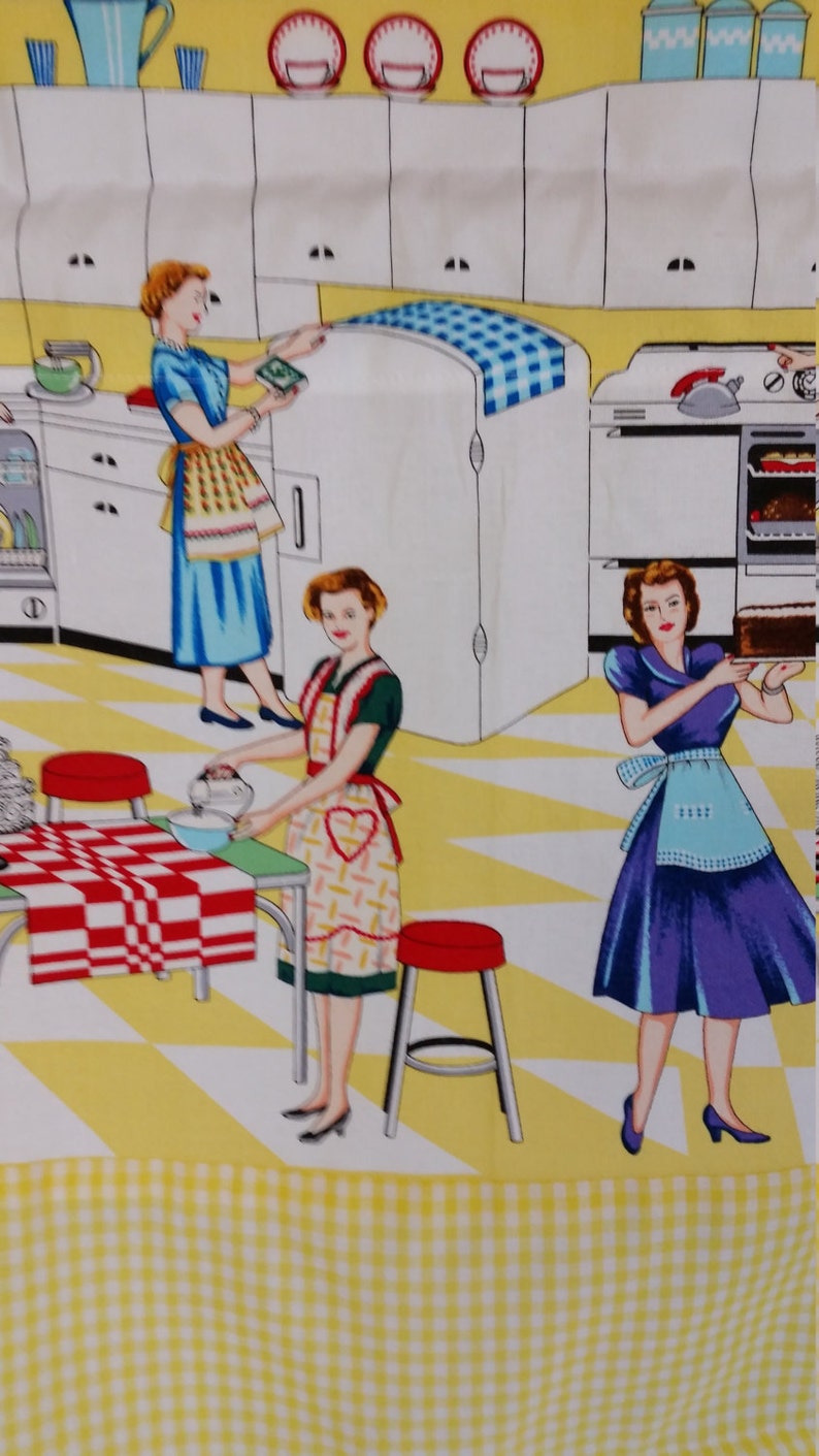 Gingham Yellow Curtian Vintage Kitchen Valance Etsy