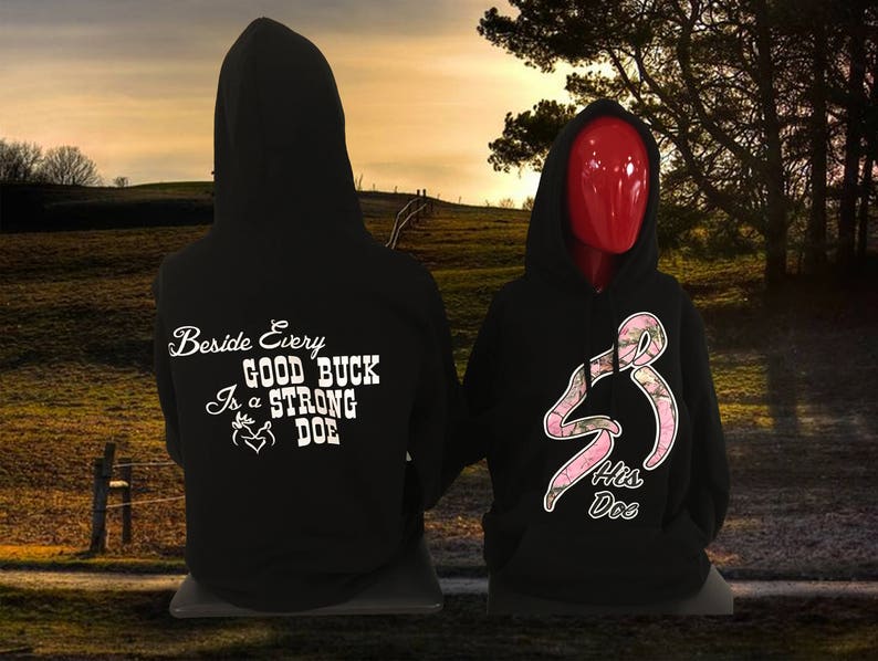 buck and doe couple hoodies