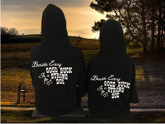 buck and doe couple hoodies