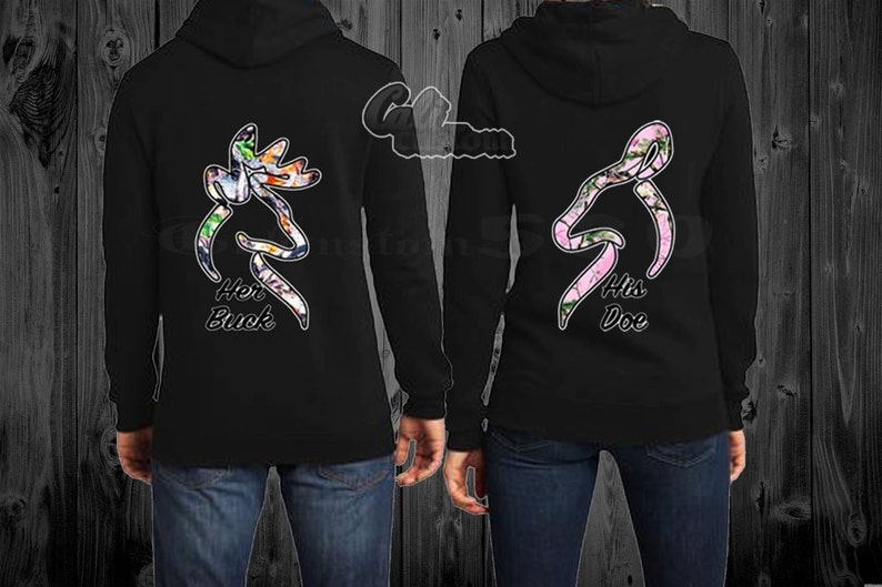 buck and doe couple hoodies