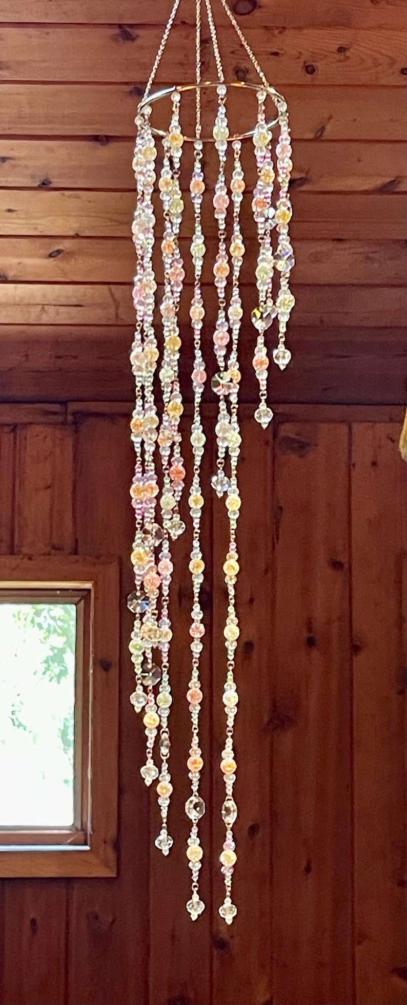 Pastel Colored Crystal Mobile Sun Catcher, Fairycore Garden Hanging Prism, Rainbow Maker Crystal Suncatcher Boho Home Decor, Bestie Gift image 6