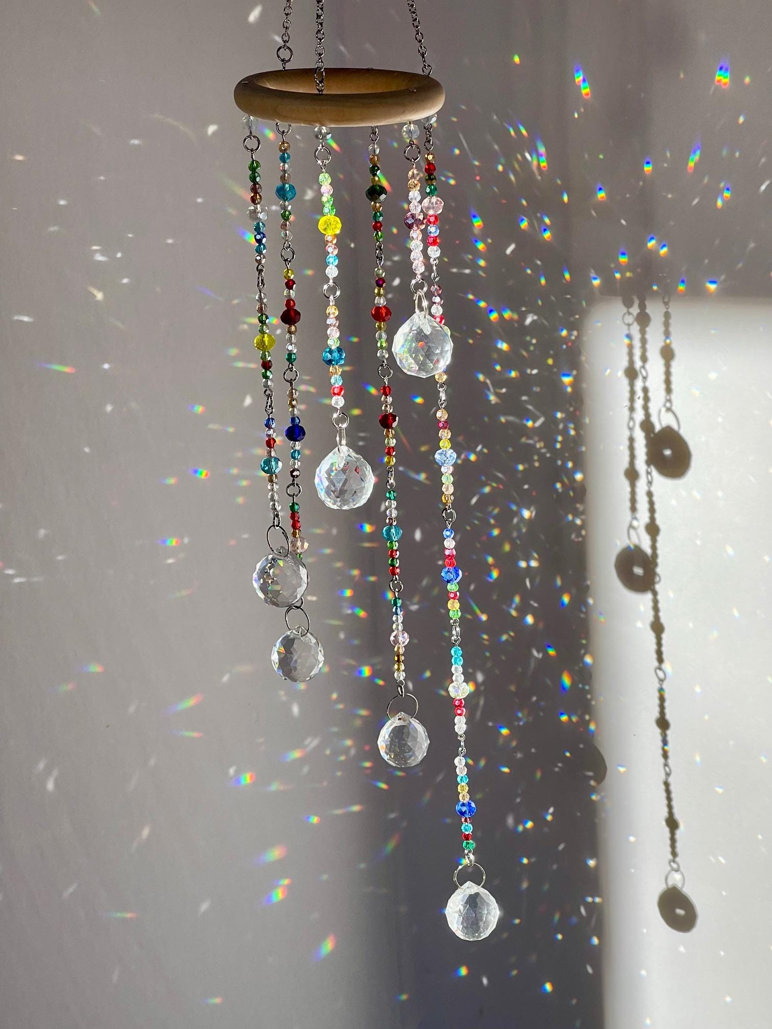 Crystal Sun Catcher Mobile, Rainbow Maker Window Hanging, Glass Prism ...