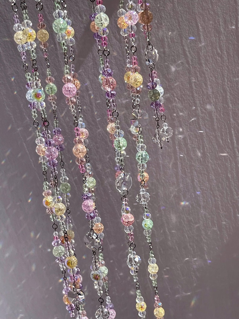 Pastel Colored Crystal Mobile Sun Catcher, Fairycore Garden Hanging Prism, Rainbow Maker Crystal Suncatcher Boho Home Decor, Bestie Gift image 4