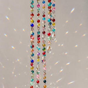 Pastel Colored Crystal Mobile Sun Catcher, Fairycore Garden Hanging Prism, Rainbow Maker Crystal Suncatcher Boho Home Decor, Bestie Gift Crackle (3 inch)