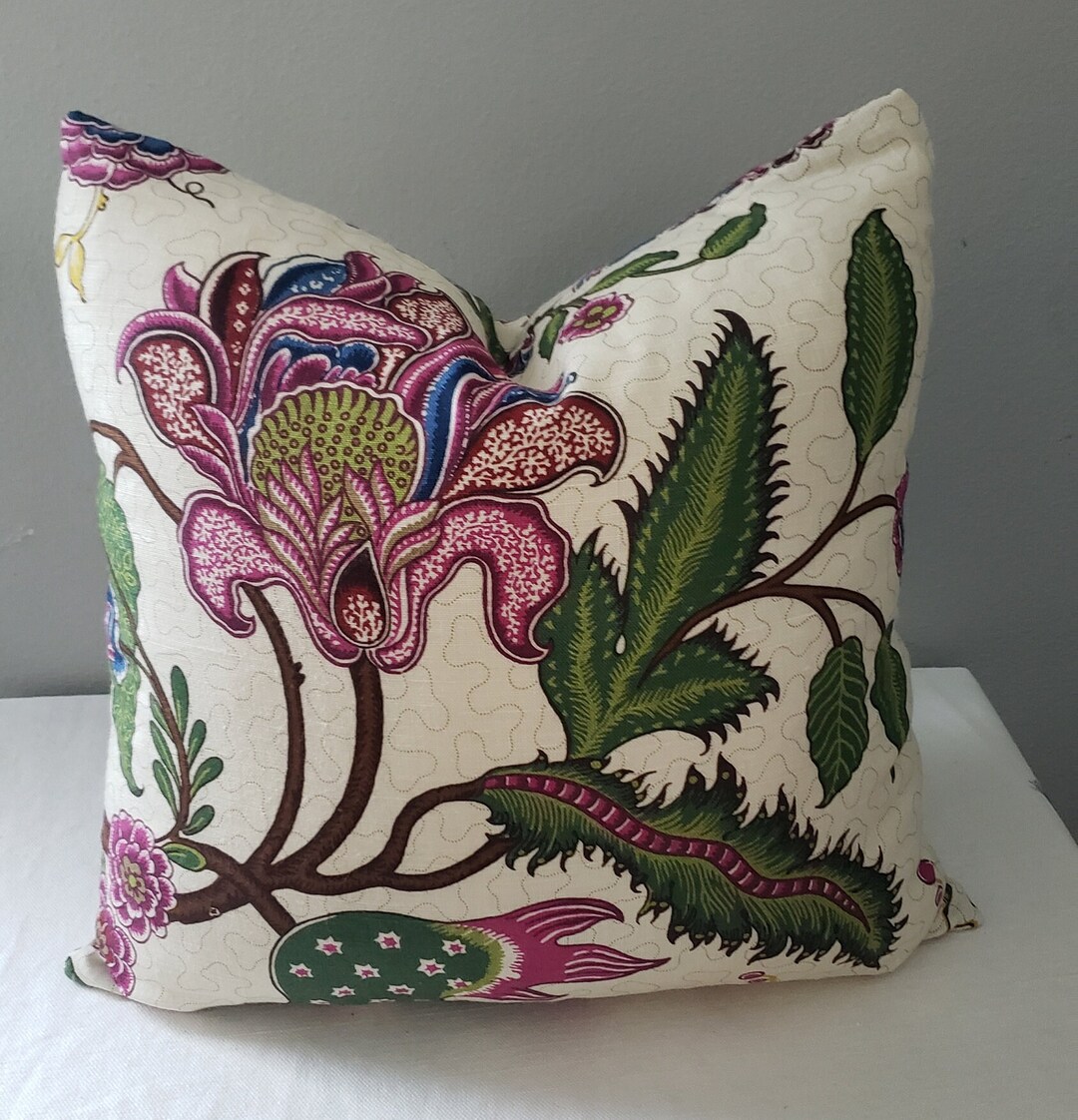 Schumacher Sinhala Linen Print Fabric Pillow Cover Etsy