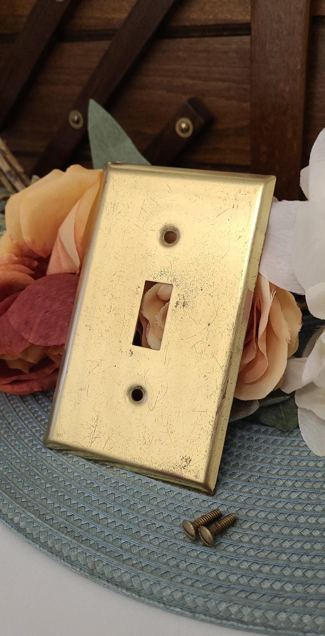 Vintage Brass Light Switch Plate Cover Etsy
