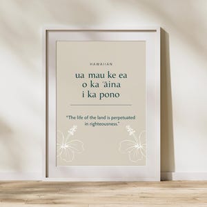 Hawaiian Quote Printable Wall Art – 'Ua Mau Ke Ea O Ka ʻĀina I Ka Pono' – The Life of the Land in Righteousness