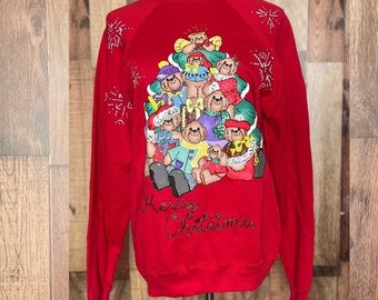 Vintage puffy paint Christmas sweater.