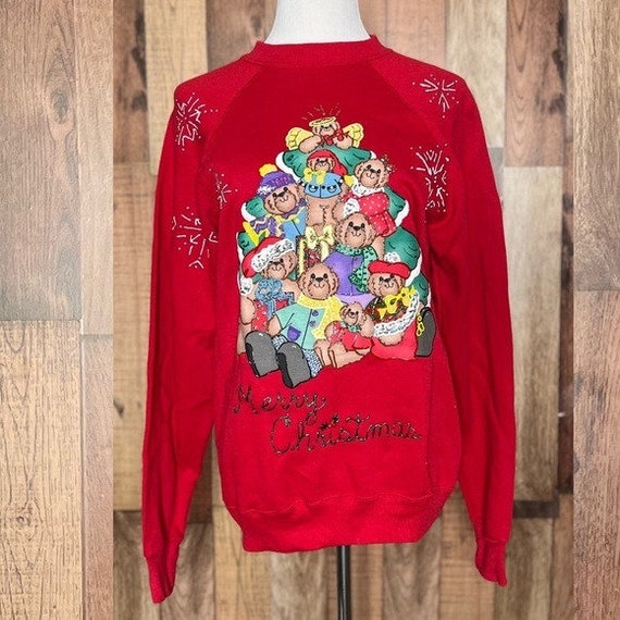 Vintage puffy paint Christmas sweater. - image 1