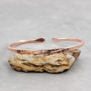 Hand Forged Copper Cuff Bracelet: Hammered Textured Copper