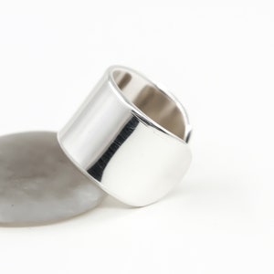 Helix Ear Cuff, Solid 925 Sterling Silver, Polished or Brushed Silver, Hand forged metal jewelry,Silver Ear Cuff, Wide Silver Helix ear cuff