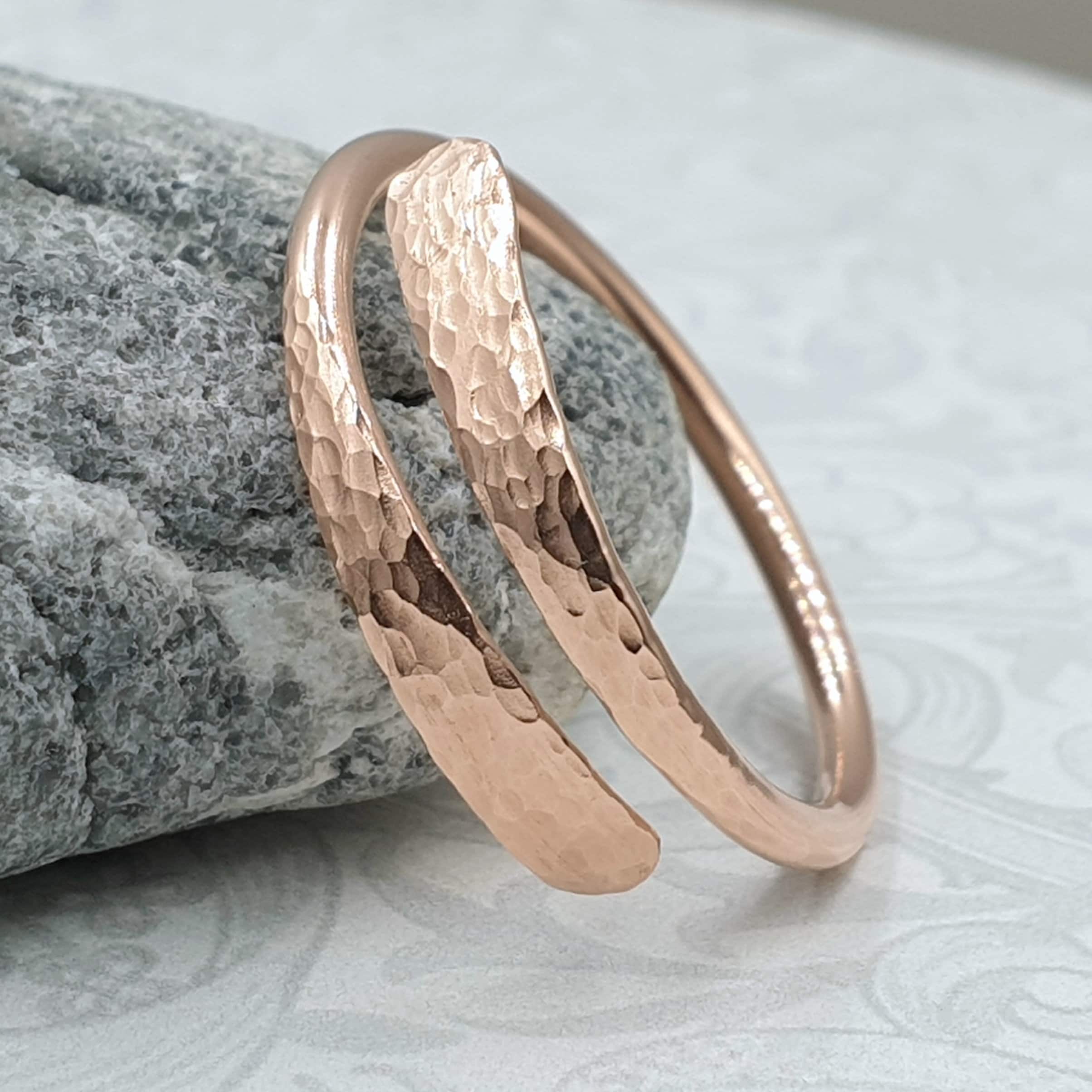 Pure Copper Wrap Ring, Solid Raw Copper Bypass Ring, Hammered Copper ...