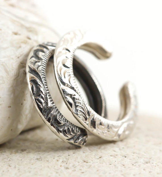 10mm Hammered Ear Cuff Sterling Silver | No Piercing | Punk