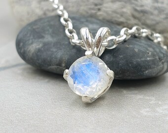 Rainbow Moonstone Argentium Silver Necklace: June Birthstone