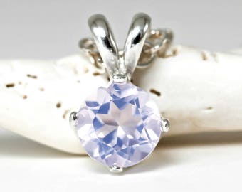 Lavender Moon Quartz Necklace, 6mm Natural Gemstone in Argentium Silver, Various Lengths, Gemstone Necklace, Gemstone Pendant, Rare Gemstone