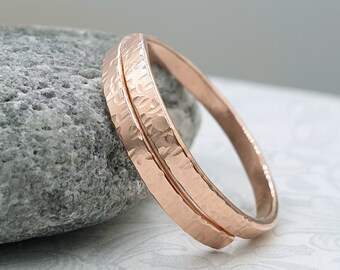 Hammered Copper Wrap Ring: Raw Solid Copper, Adjustable