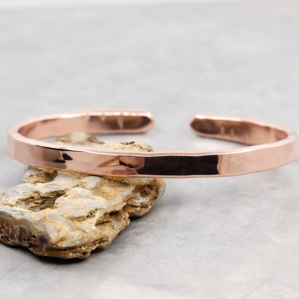 Copper Cuff Bracelet, Smooth Hammered Solid Copper Bangle, Lead and Nickel Free, Hand Forged Copper Cuff, Copper Bracelet