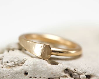 Solid 14k Gold Hoop Earring: Single Hammered Helix Cartilage Piercing, Rose, Yellow, or White