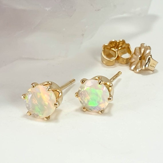 Natural Opal Stud Earrings14k Yellow Gold Filled or 925 - Etsy
