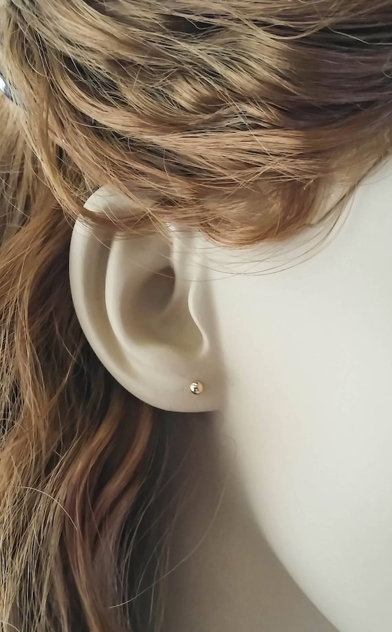 Gold Ball Stud Earrings 10 Mm Frosted Sterling Silver Ball Stud