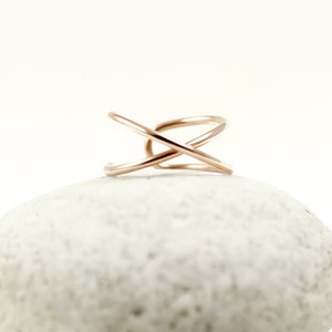 Cross ear cuff, 14k Rose or Yellow Gold Filled, Solid Sterling Silver, 18, 20 or 21 gauge, Fake ear cuff, fake piercing,Pink gold,X Earrings
