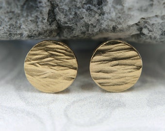 Hammered Circle Stud Earrings: 14k Gold Filled or Sterling Silver, Various Sizes