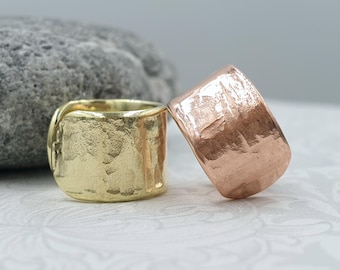 Hammered Copper Ear Cuff: Wide or Thin Textured Brass Conch Cuff