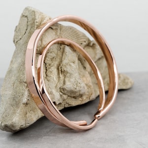 2 Copper Cuff Bracelet Set, Smooth Hammered Solid Copper Bangles, Lead and Nickel Free, Hand Forged Copper Cuffs, Copper Bracelets