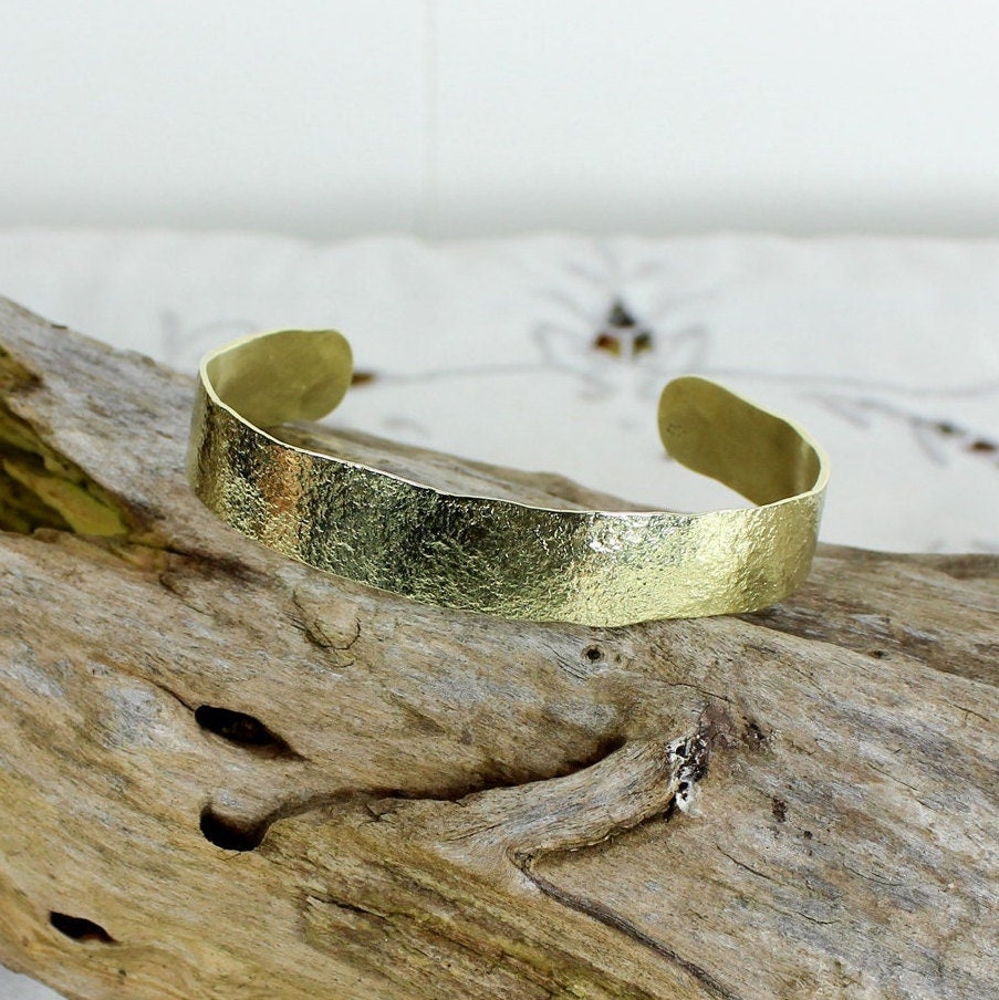 Gold Plated Wide Hammered Wrist Cuff - Lovisa