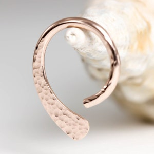 Cartilage Earring, Cartilage hoop, Helix Earring,Helix piercing,Asymmetrical Ring, Hammered, Sterling Silver,Rose or Yellow Gold,Tribal hoop
