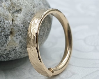 Hammered Cartilage Hoop Earring: Sterling Silver, Rose or Yellow Gold Lobe Ring