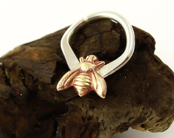 Septum Ring, Triangle Septum, Bee Septum, Sterling Silver, 14, 16, 18, 19 or 20 gauge, Tribal septum ring, Nose ring, Septum jewelry,navel