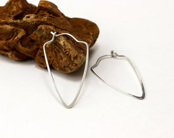 Triangle Hoop Earrings, Gold Hoop Earrings, Silver Hoops, Hammered hoop earrings, 14k Yellow or Rose Gold Filled, Argentium, Sterling Silver