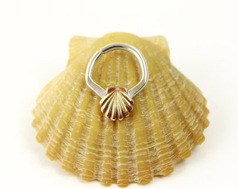 Septum Ring, Triangle Septum, Shell Septum, Sterling Silver, 14, 16, 18, 19 or 20 gauge, Tribal septum ring, Nose ring, Septum jewelry,navel